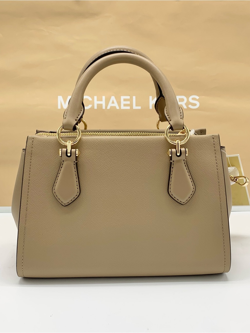 NWT Michael Kors Marilyn  Camel Floral Applique Satchel - Picture 7 of 15